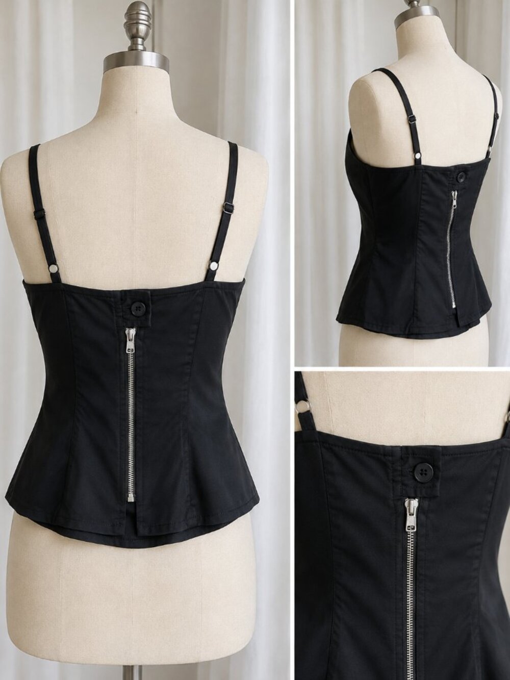 BLACK BUSTIER/CAMI TOP, SIZE 10, EUC, Annie Thompson, Y2K - Picture 2 of 16